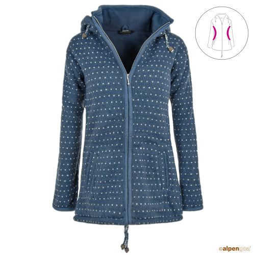 Wolljacke mit Punkten in blau
